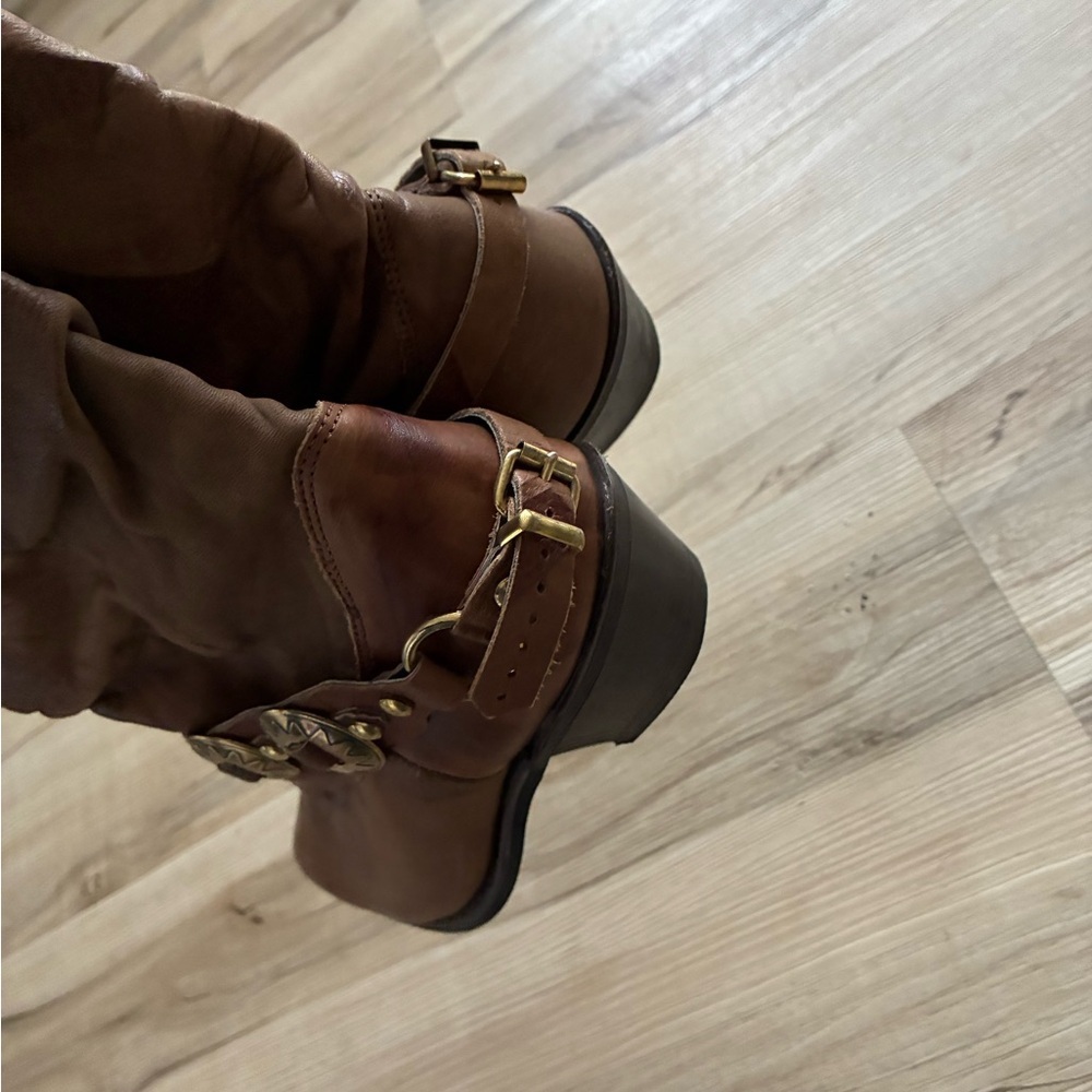 Dingo Genuine Leather Slouchy Dark Brown Leather Boots - Picture 10 of 14